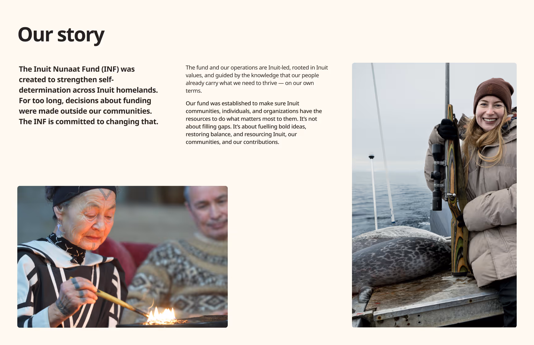 the Our Story section for Inuit Nunaat Fund