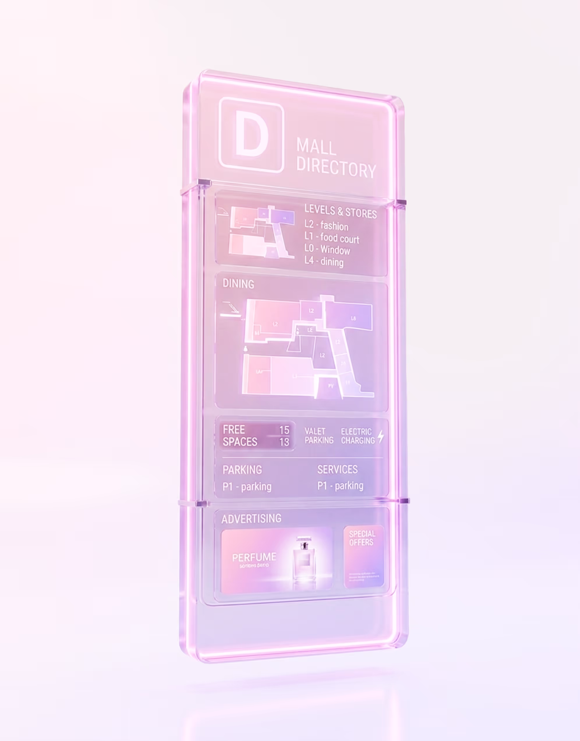 Totem digital de publicitate indoor în mall