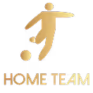 Golden silhouette of a soccer player kicking a ball above the text 'Home Team'.