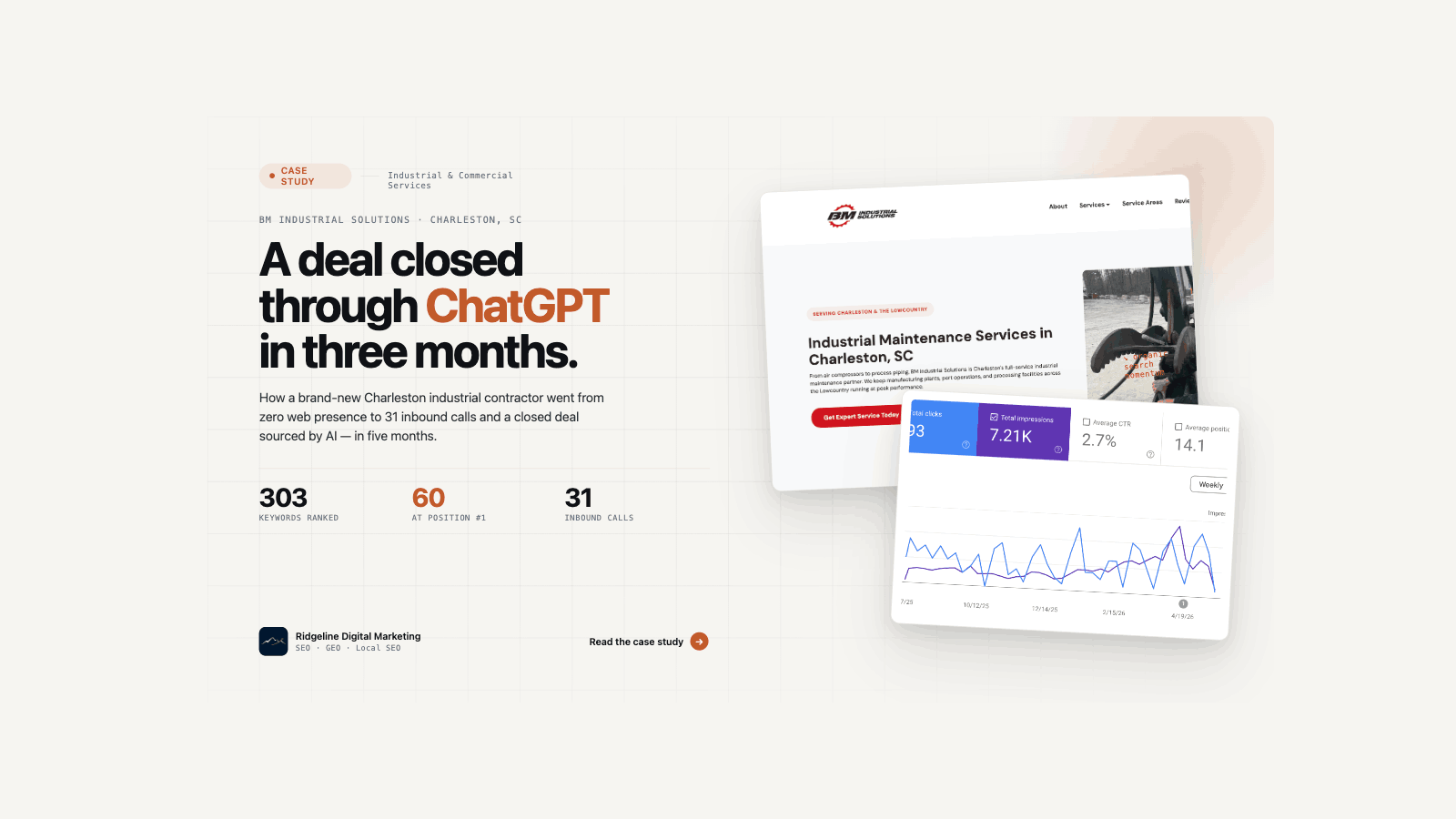 BM Industrial Solutions case study thumbnail with rust orange accent colors