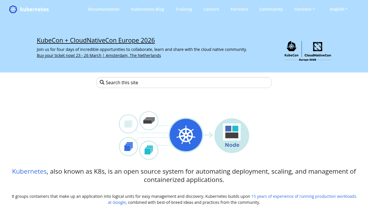 Screenshot of https://kubernetes.io/