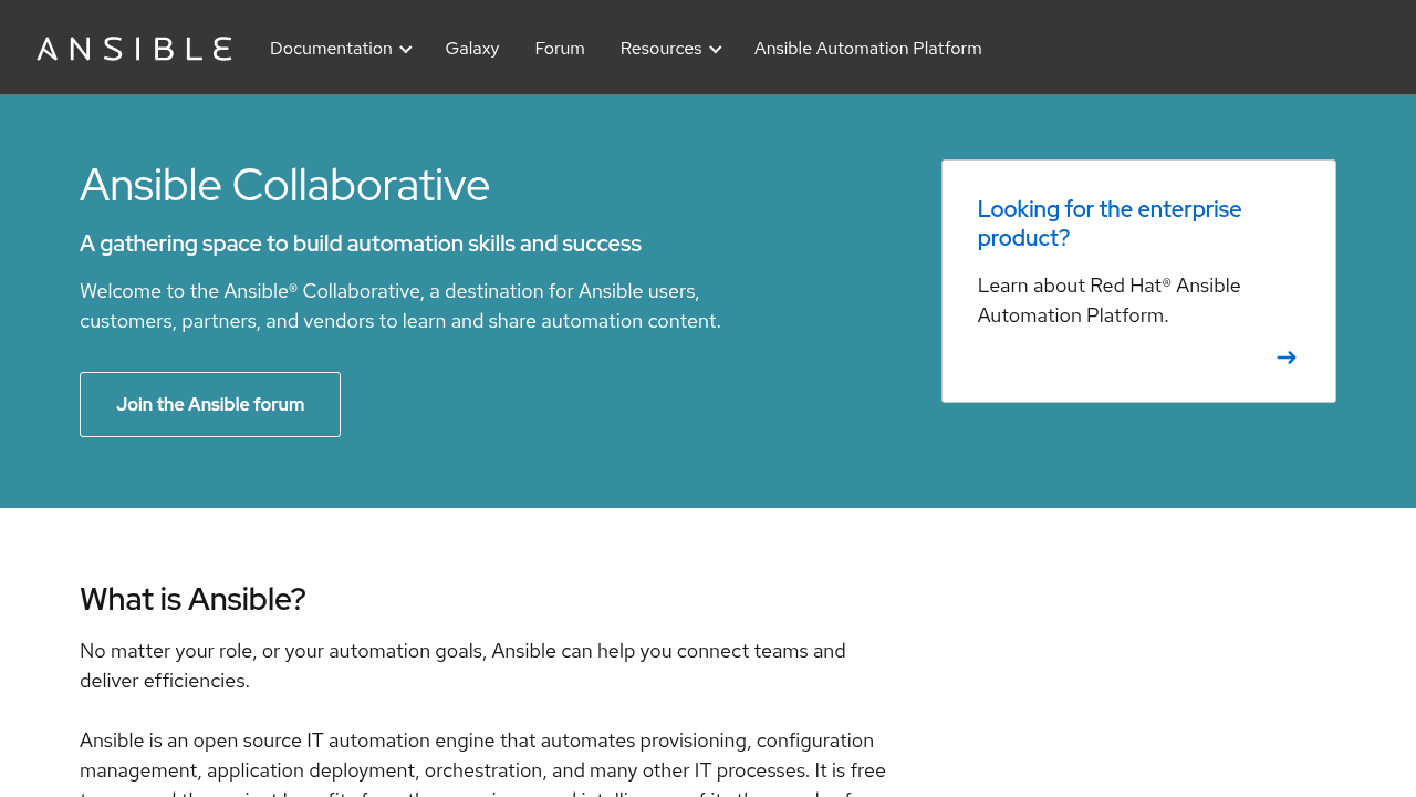 Screenshot of https://www.ansible.com/