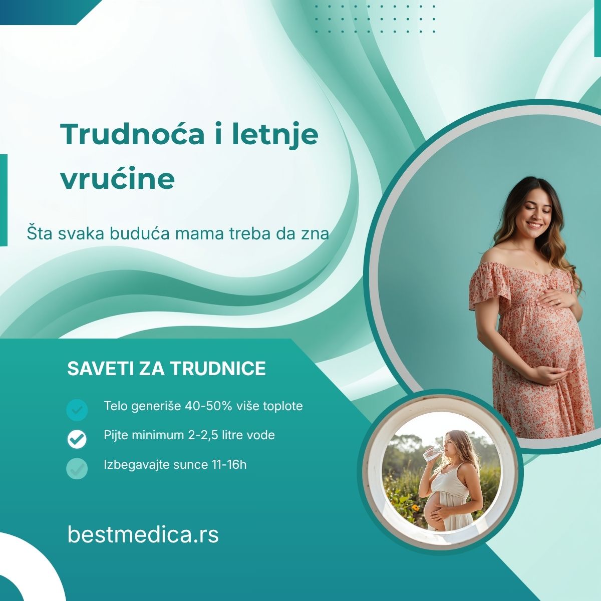 Trudnoća i letnje vrućine — ovo je kombinacija koja zahteva posebnu pažnju.