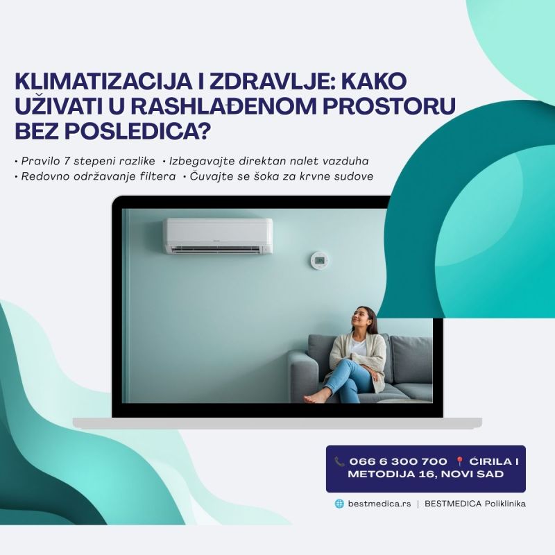 Klima uređaj i letnja vrućina – kako se pravilno rashladiti bez rizika po zdravlje? Pravila bezbednog korišćenja klime. Best Medica, Novi Sad.