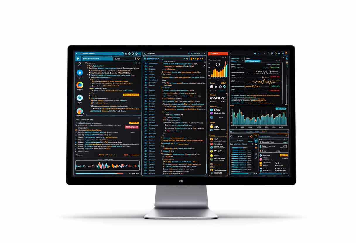 image of complex algorithms on a screen for a data analytics and business intelligence business