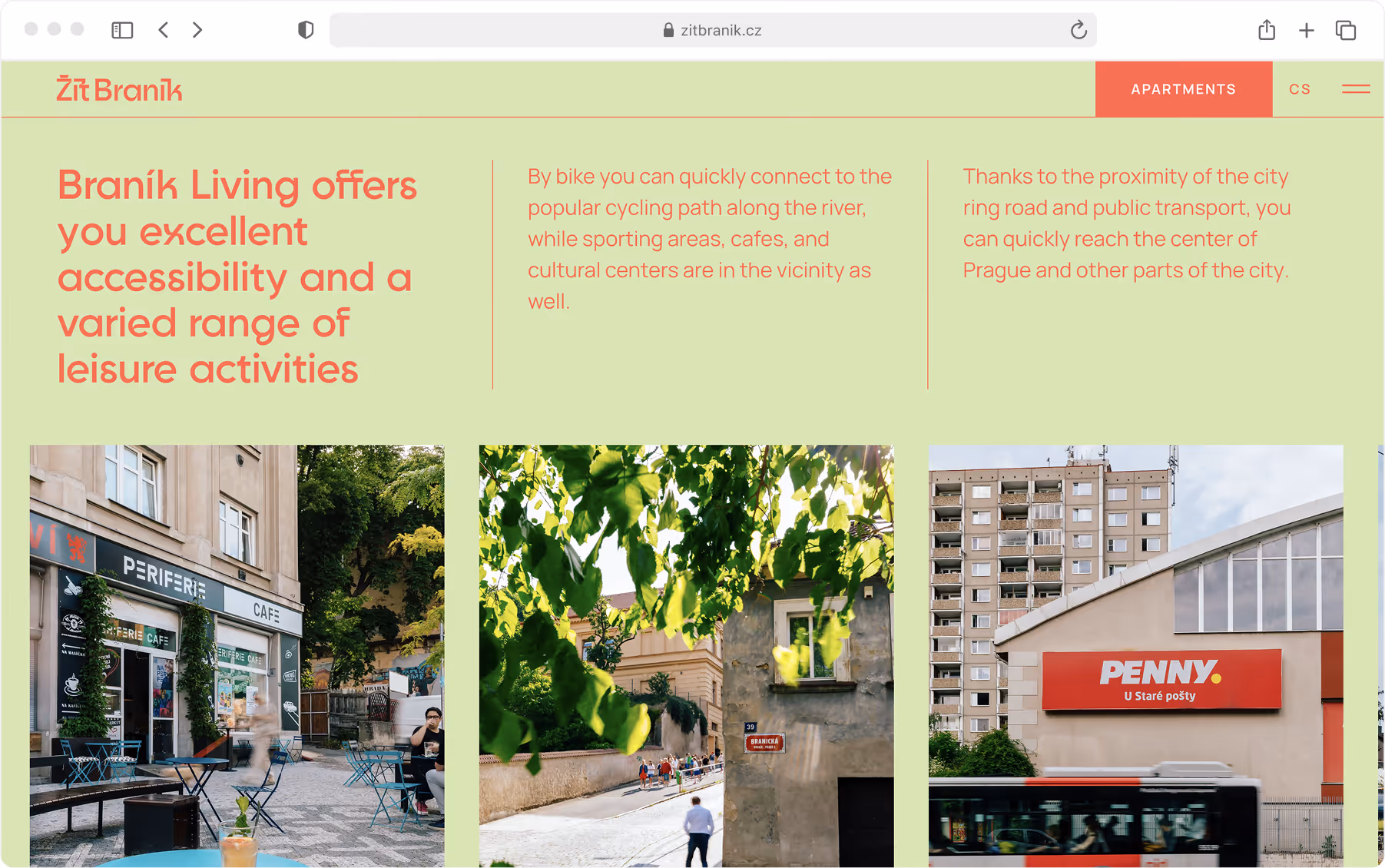 Žít Braník Prague residential project homepage hero