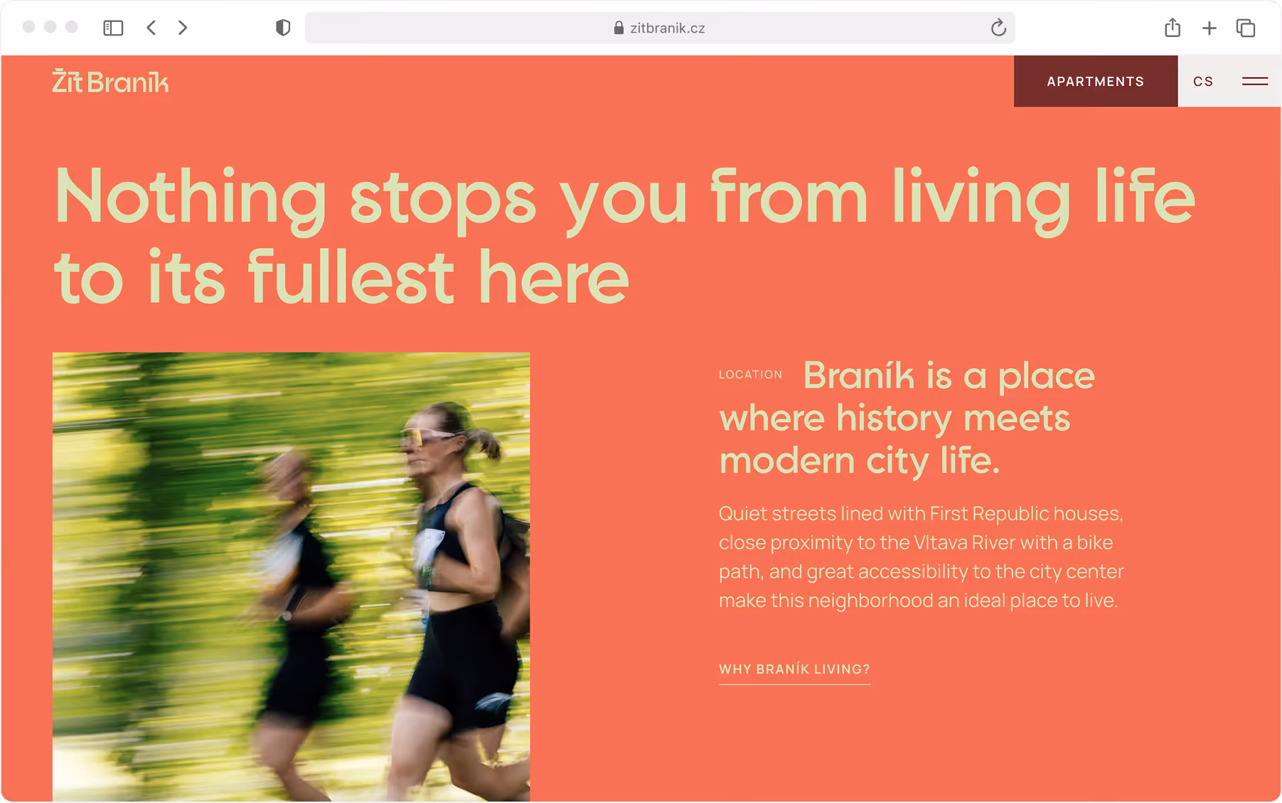 Žít Braník mobile design view