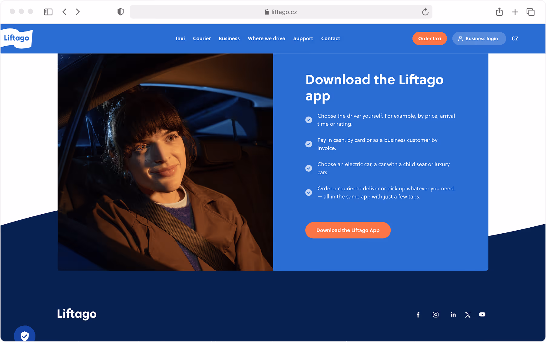 Liftago driver and rider feature pages