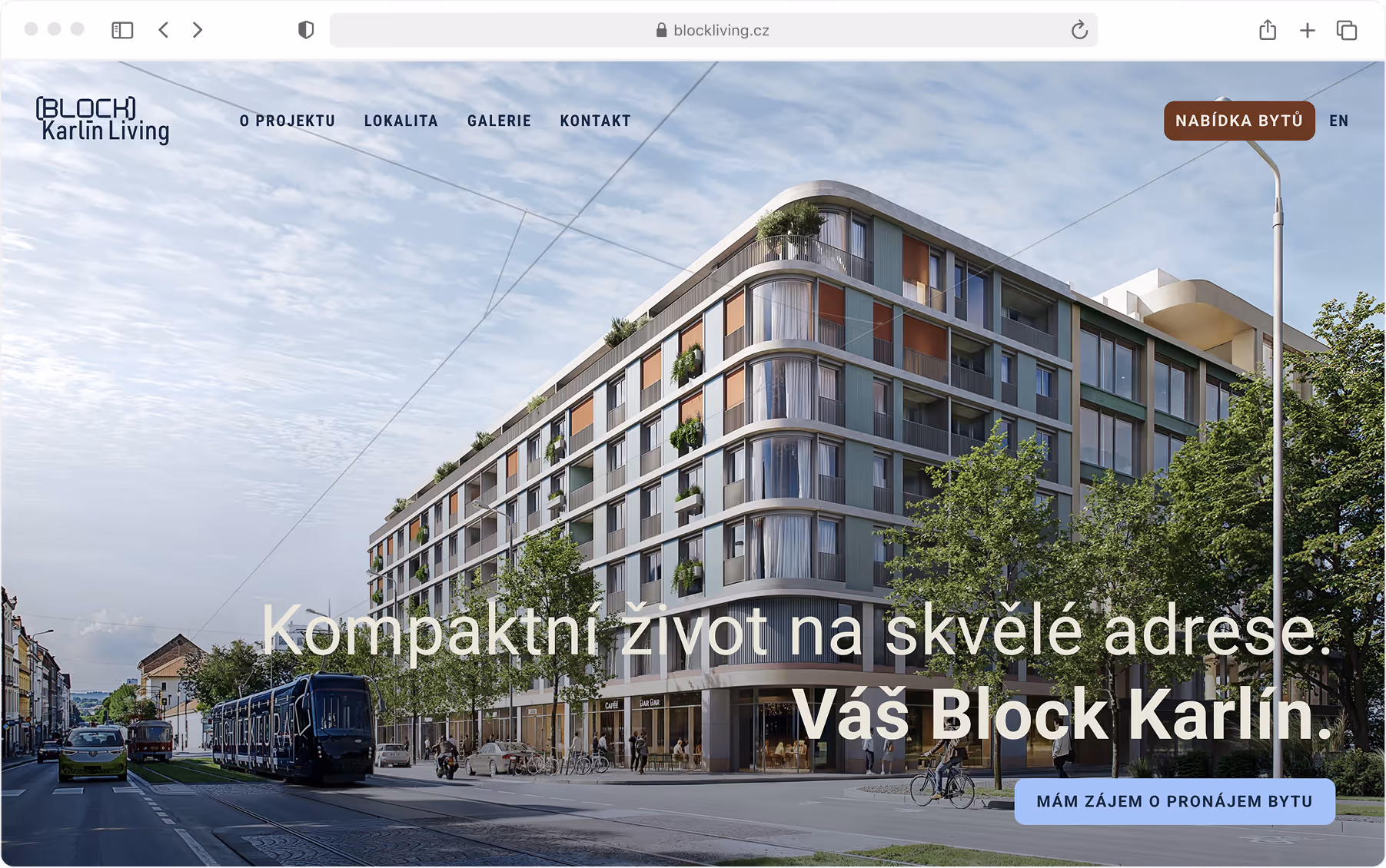 Block Karlín Prague apartment rentals homepage hero