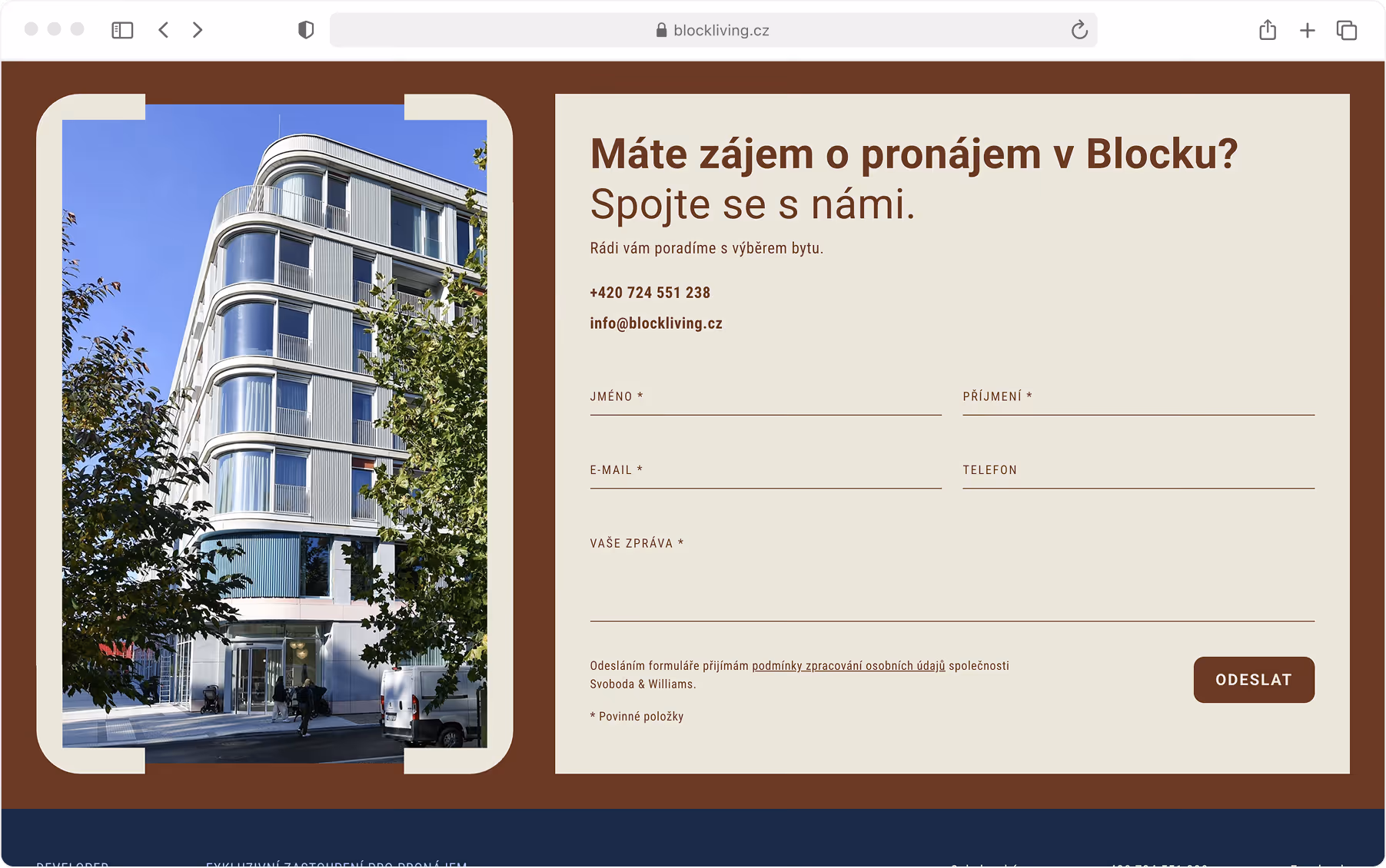 Block Karlín neighborhood and location section