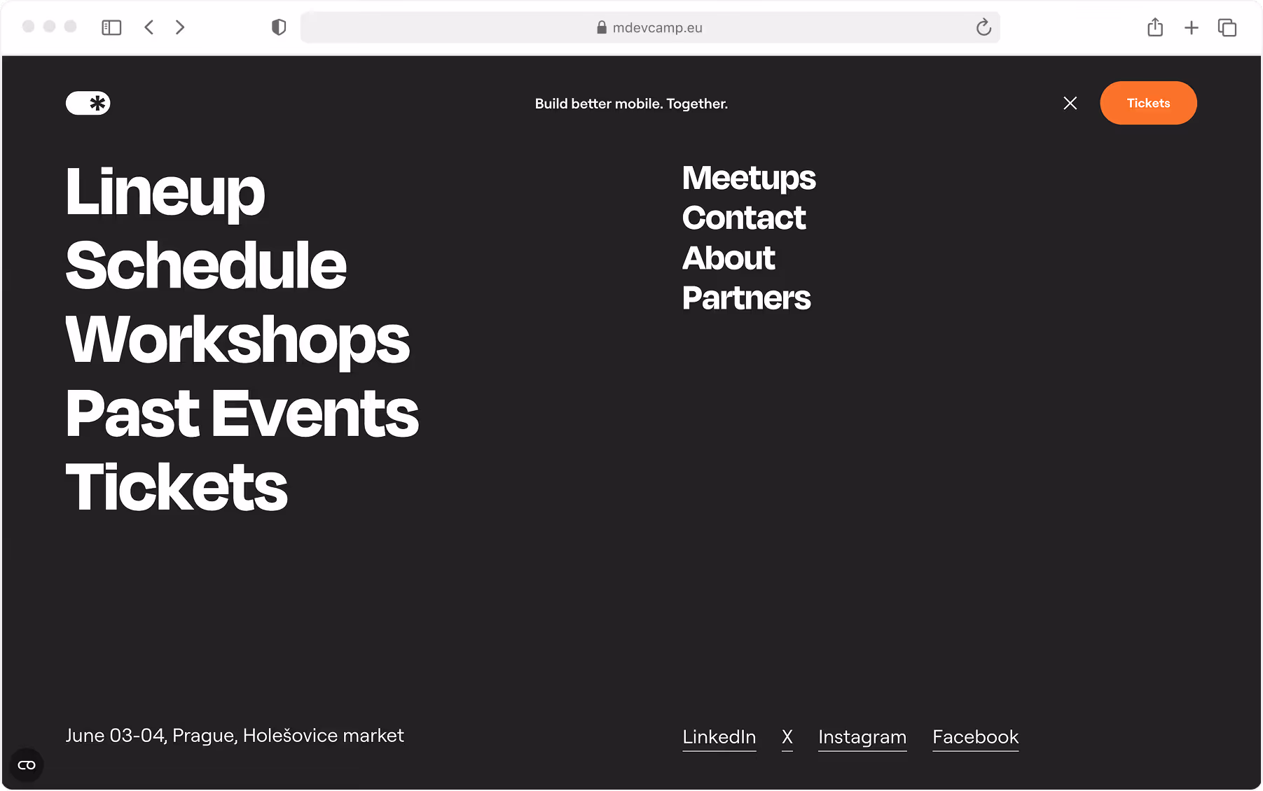 mDevCamp speakers section with custom animations