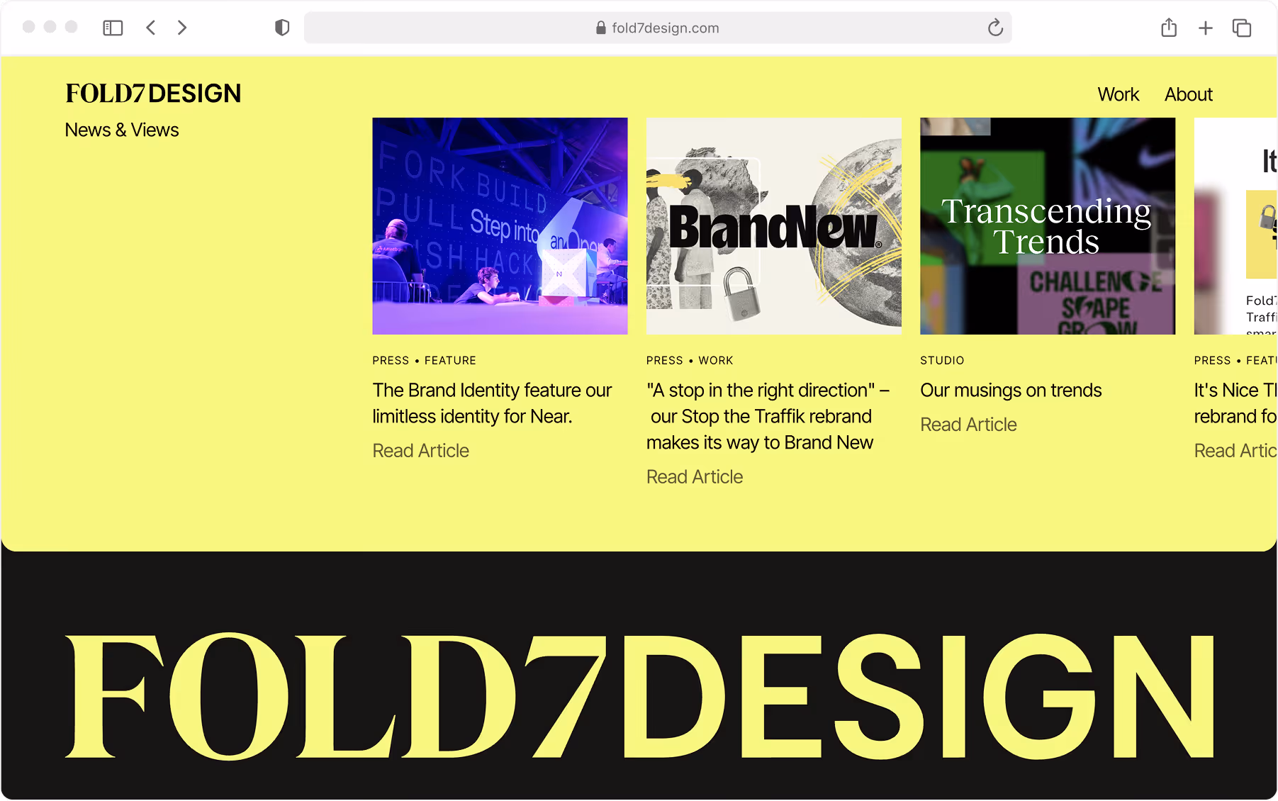 Fold7Design project showcase featuring custom CMS layout