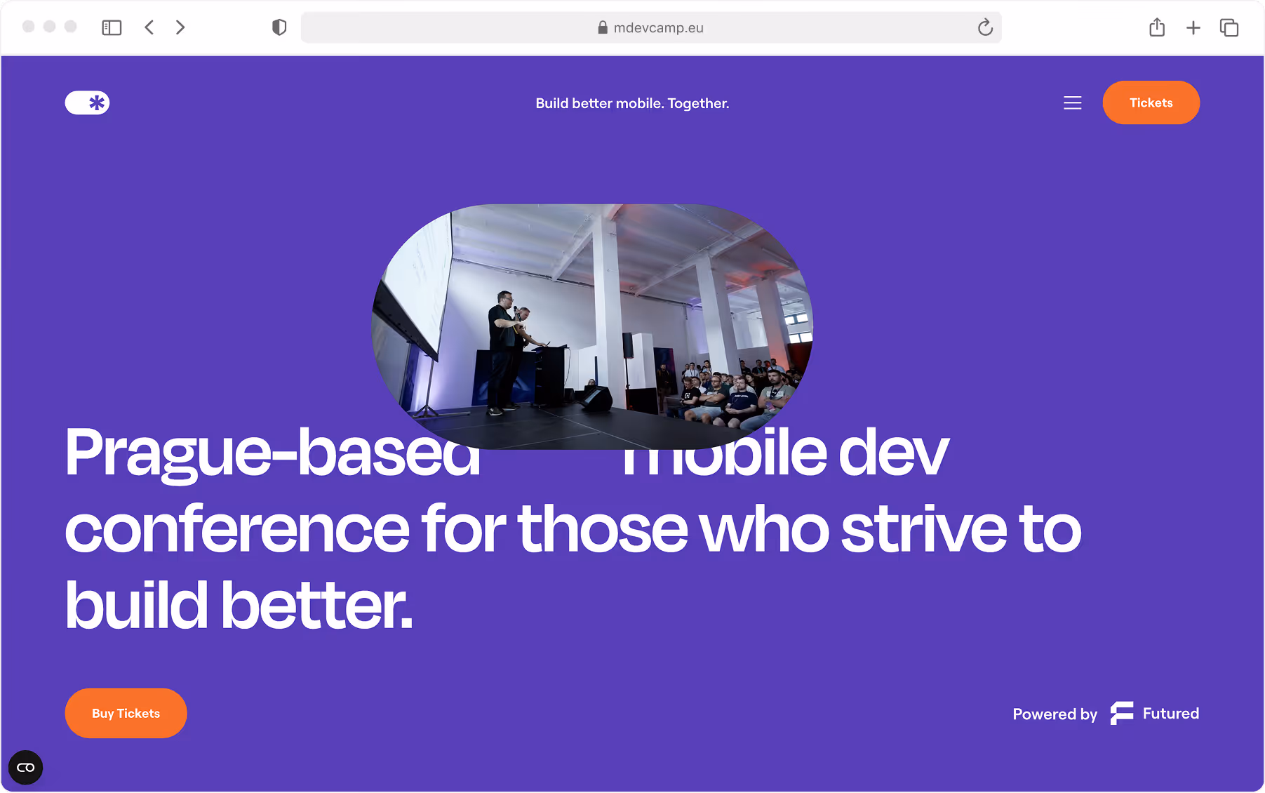 mDevCamp tech conference homepage hero