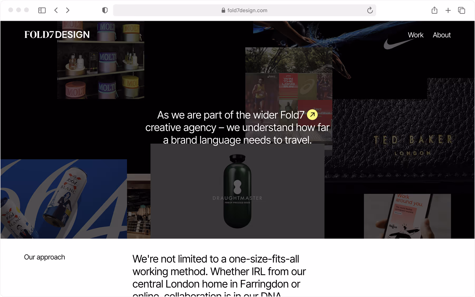 Fold7Design case study detail page with editorial typography