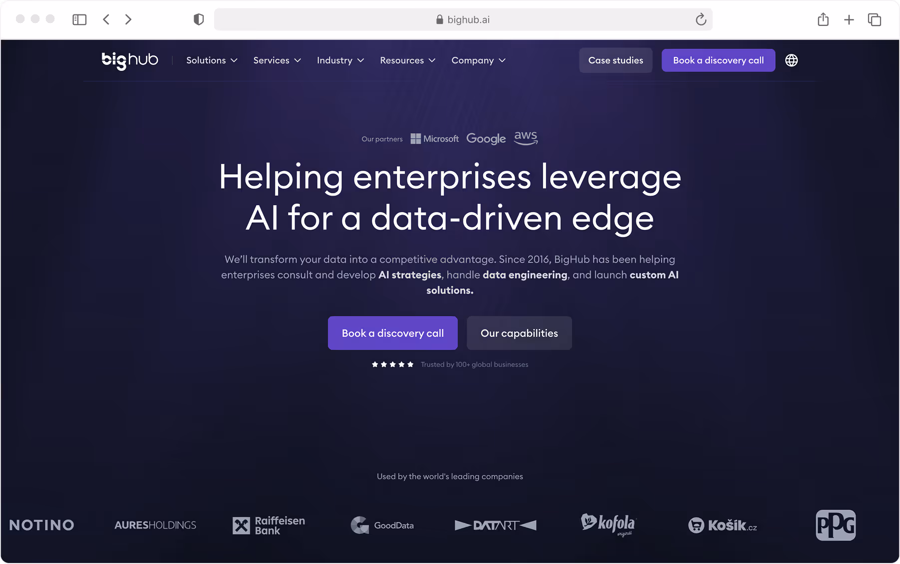 BigHub enterprise AI consultancy homepage hero