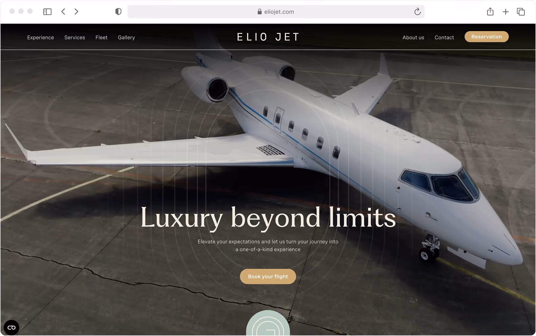 Elio Jet private jet charter homepage hero