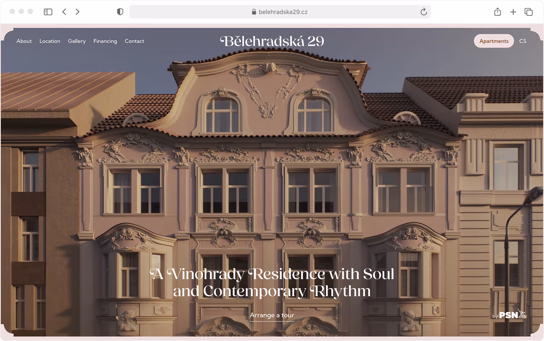Bělehradská 29 Neo-Baroque Prague reconstruction homepage hero