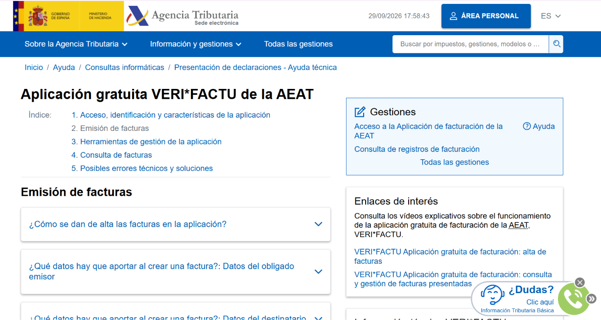 The Spanish tax agency free invoicing app
