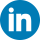 Icône LinkedIn blanche sur fond bleu circulaire.