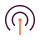 Icône de podcast avec un microphone stylisé entouré d’ondes radios