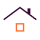 Icône de toiture avec un toit violet et une petite fenêtre orange.