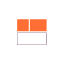 Icône professionnelle avec carré orange en haut et rectangle noir en bas.