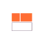 Icône professionnelle avec carré orange en haut et rectangle noir en bas.