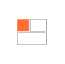 Icône carrée orange sur fond violet avec lignes formant une grille simple.