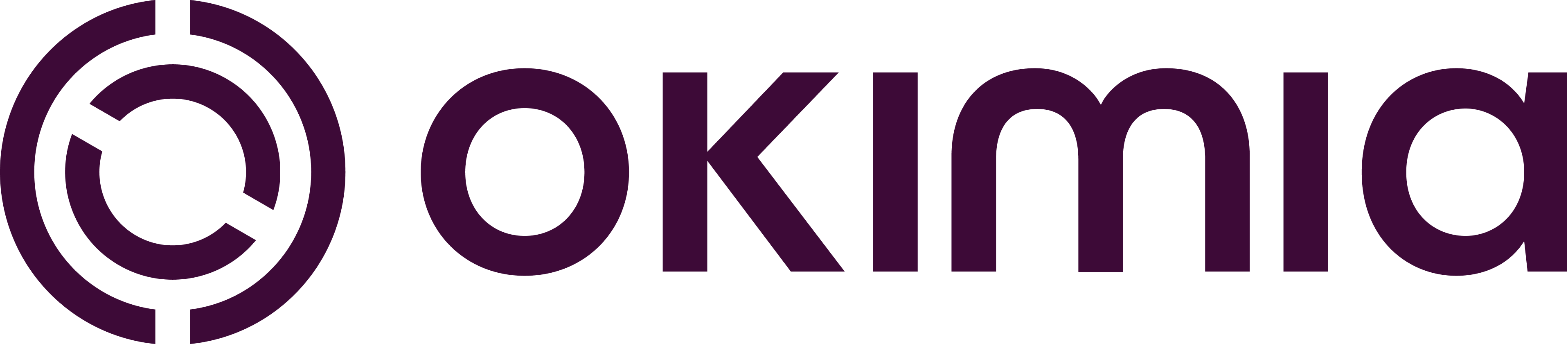 Logo Okimia avec un cercle stylisé à gauche et le texte Okimia à droite.