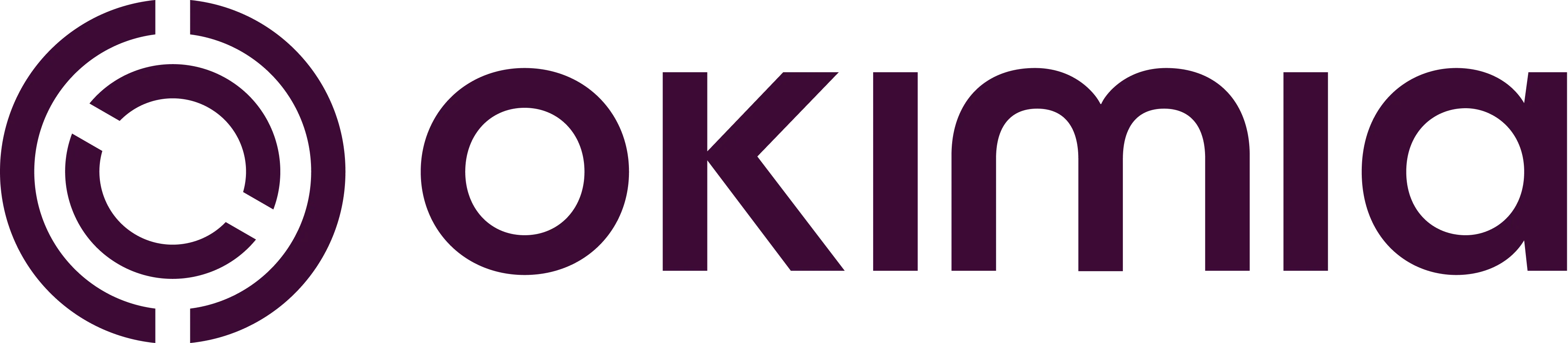 Logo Okimia avec un cercle stylisé à gauche et le texte Okimia à droite.