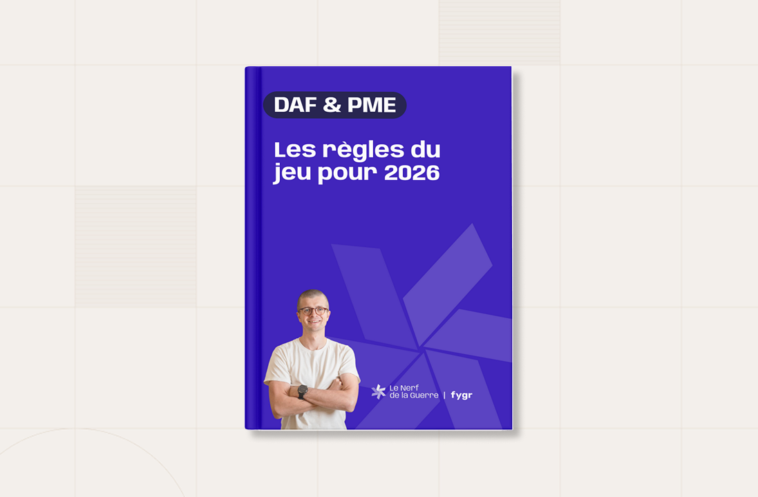 Couverture d'un livre bleu intitulé DAF & PME Les règles du jeu pour 2026 avec un homme souriant