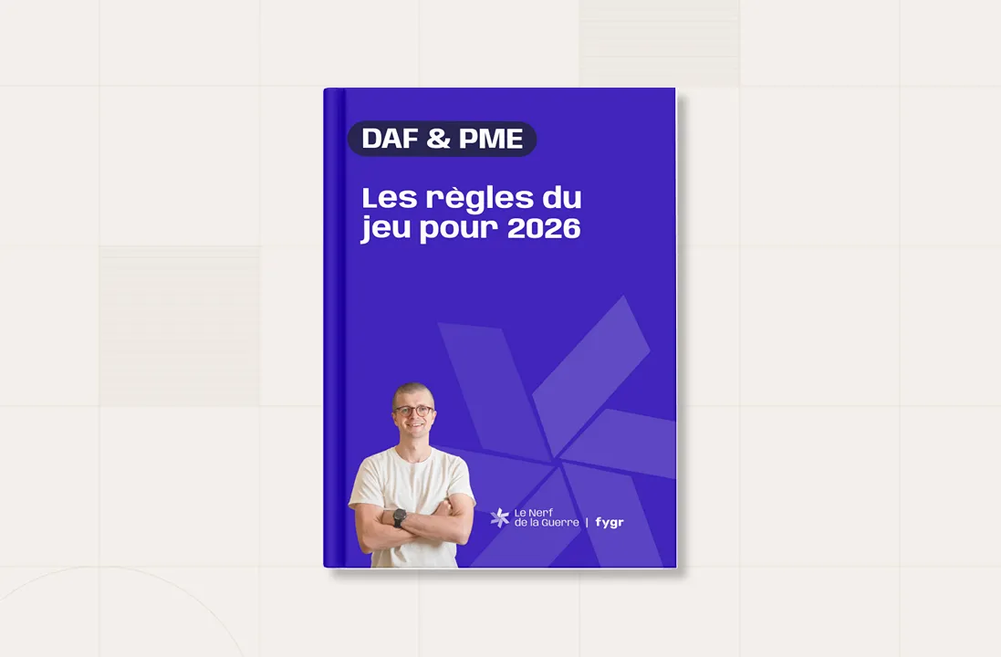 Couverture d'un livre bleu intitulé DAF & PME Les règles du jeu pour 2026 avec un homme souriant