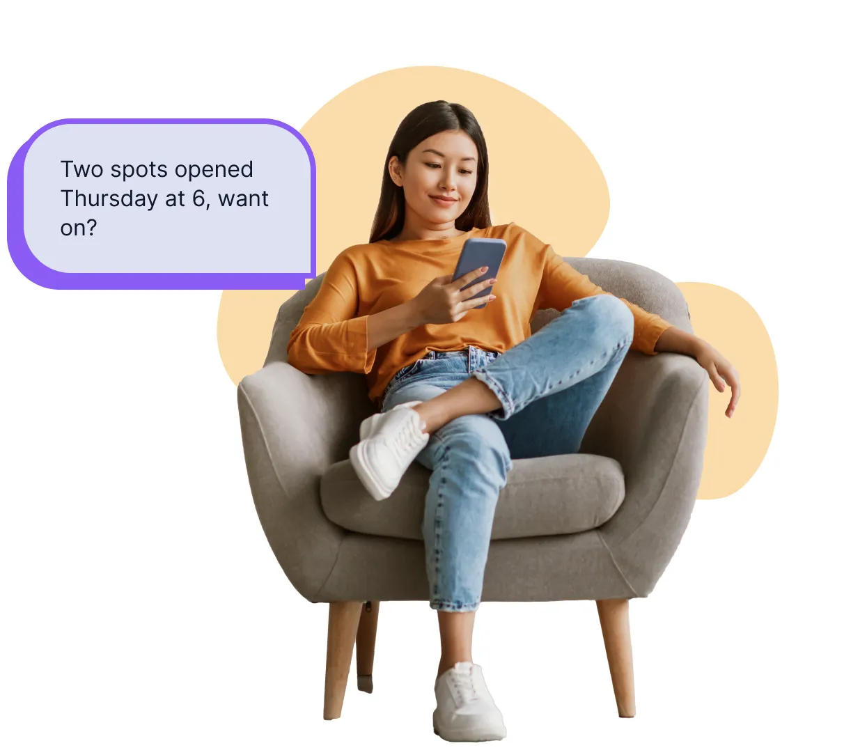 A gym member reading a text message at home