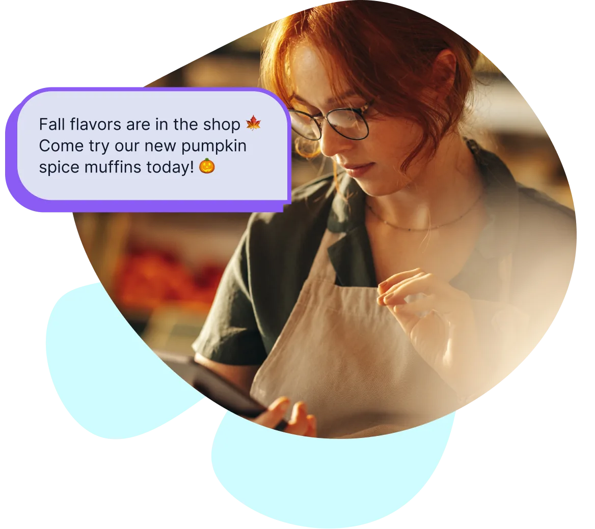 A seller texting her customers that a new product has arrived