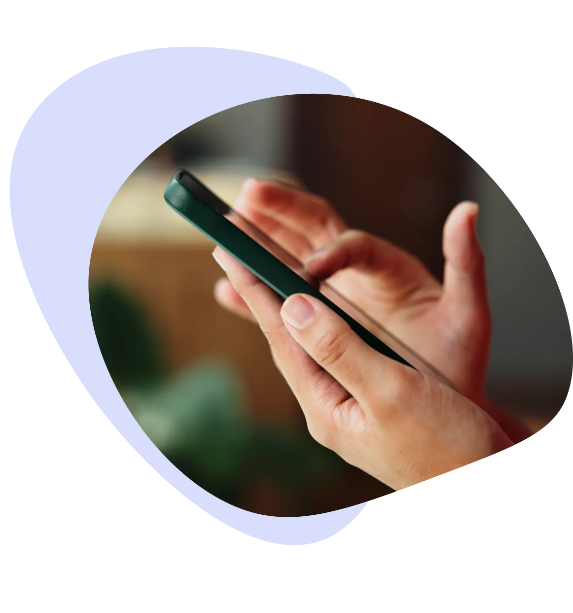 Someone texting a keyword on their phone to join a seller's list