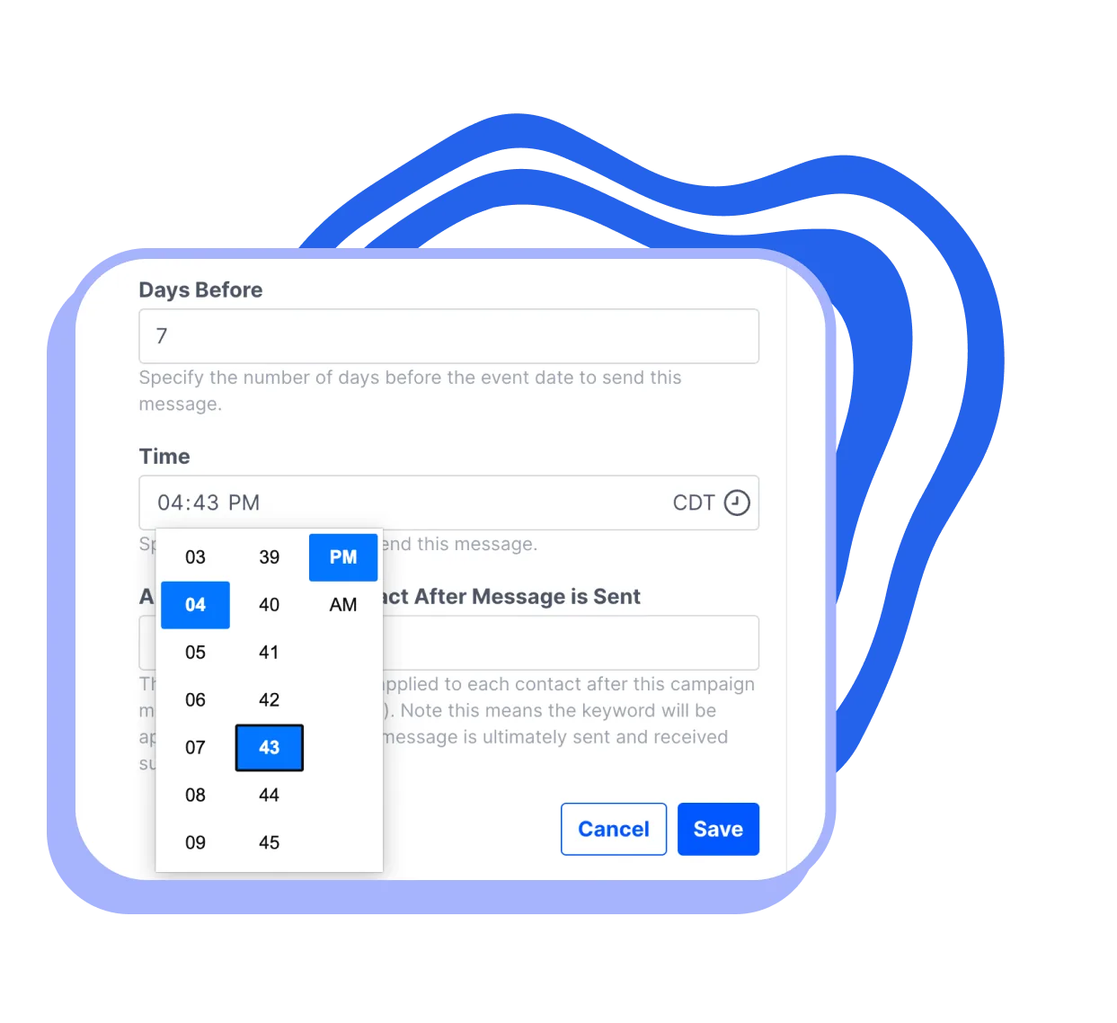 Scheduling a follow-up campaign message in Project Broadcast