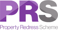 Logo with purple and gray letters PRS and text Property Redress Scheme below