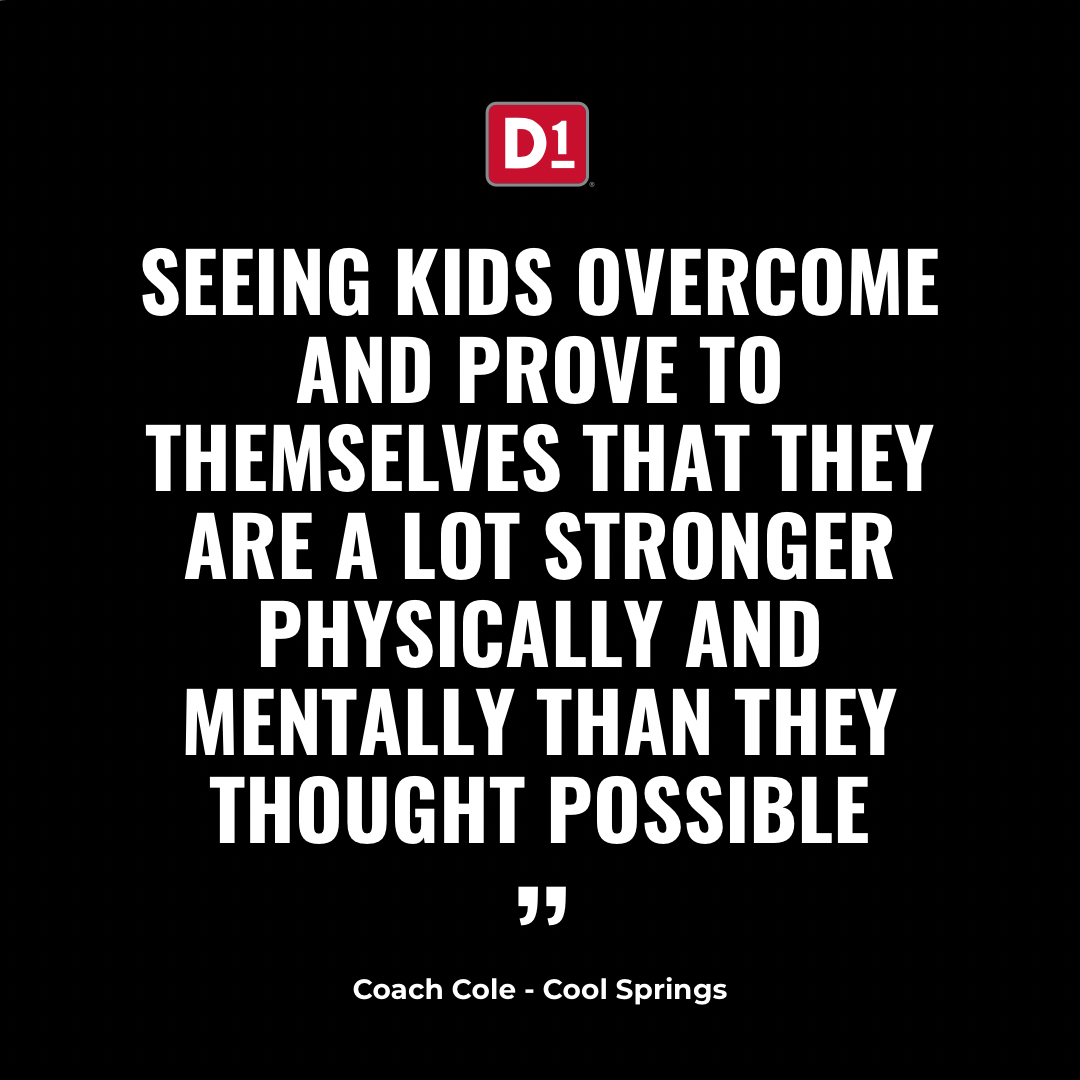 Quote about kids overcoming limits to show they are stronger physically and mentally by Coach Cole, Cool Springs.