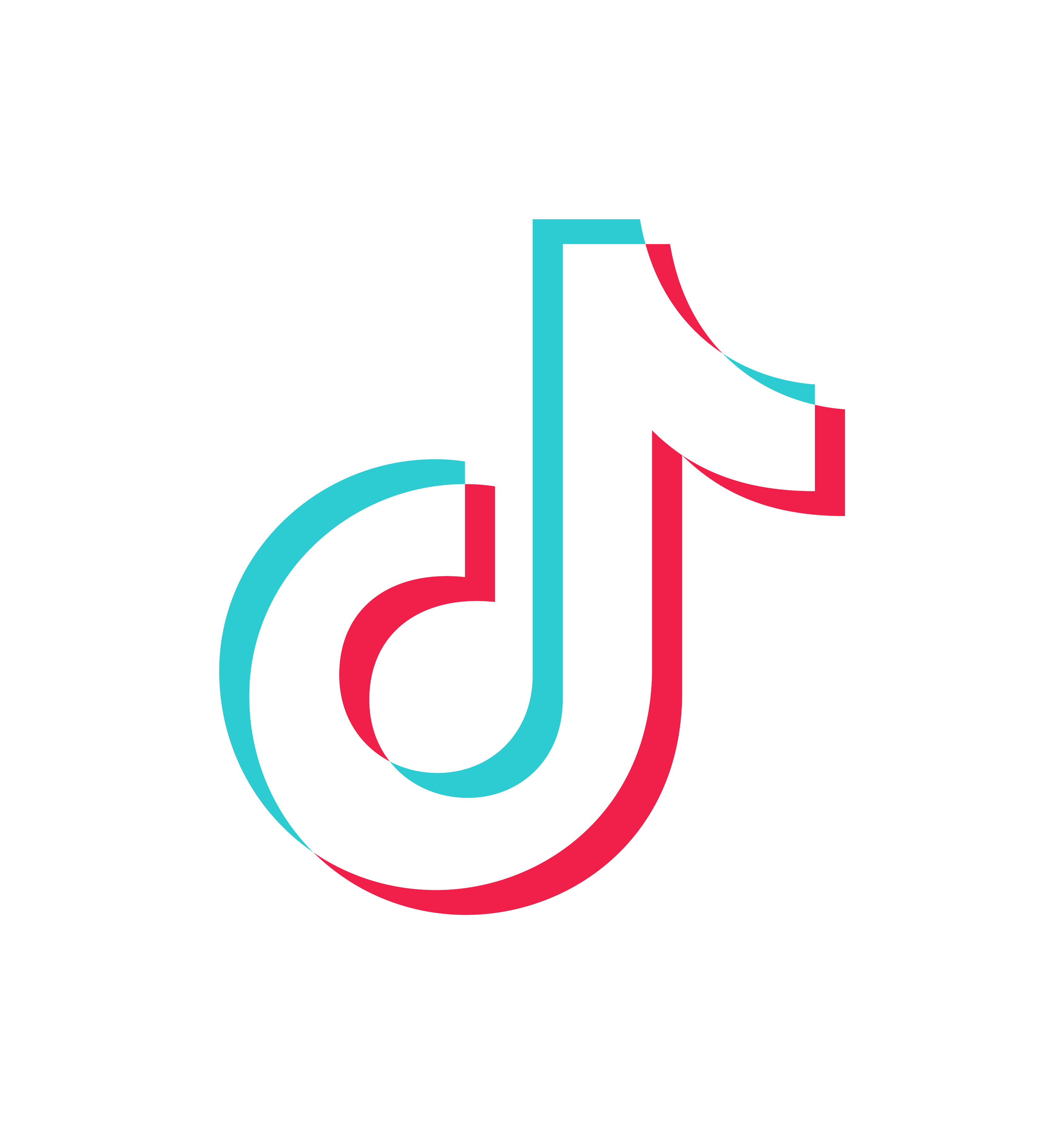TikTok social media app icon with white musical note on black background accented in red and blue.