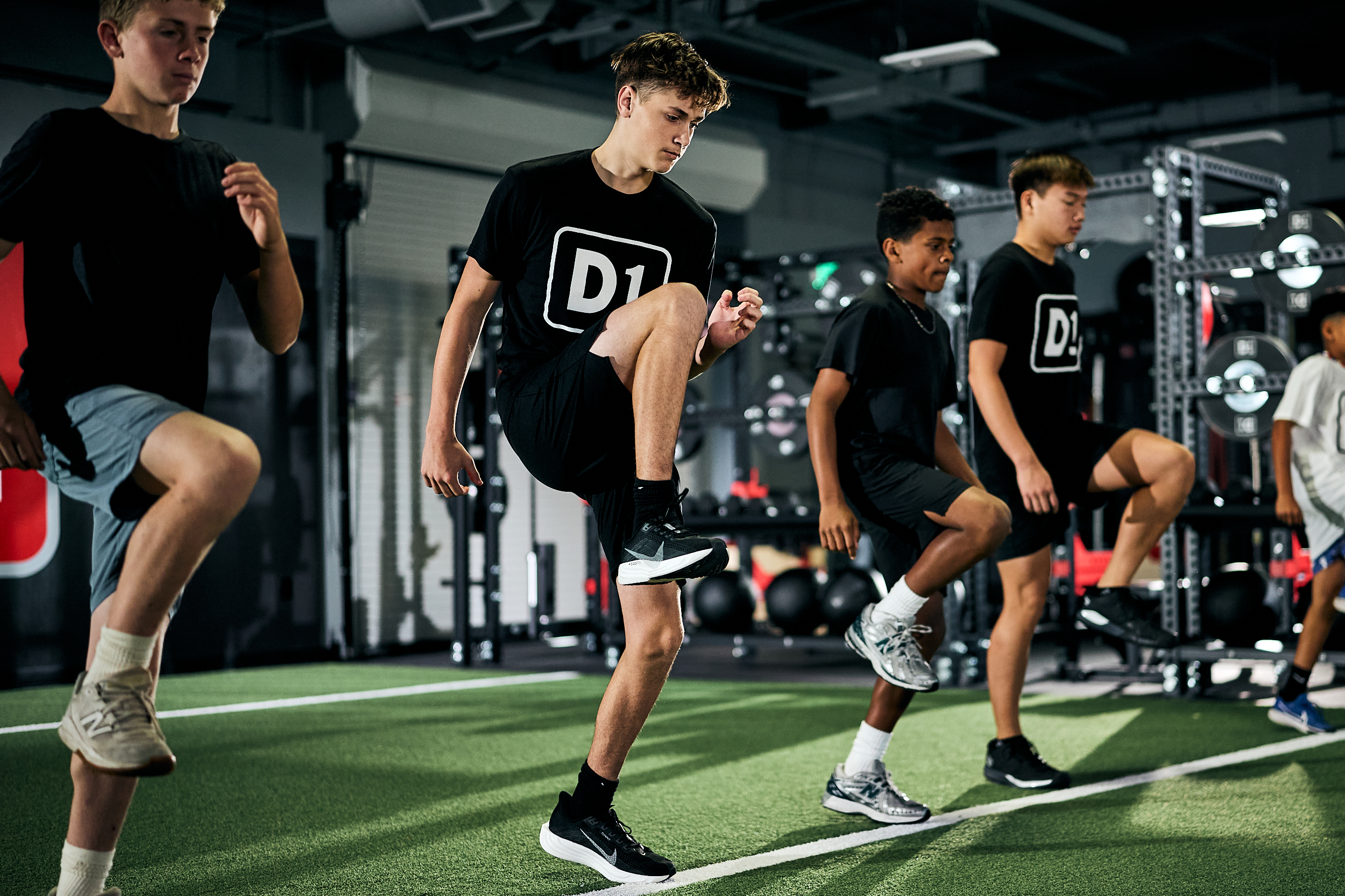 group of kids working out in facility