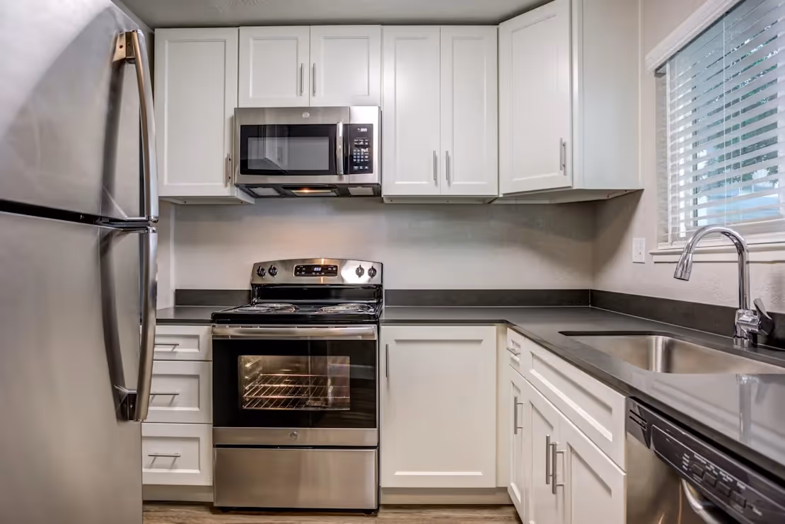 Kitchen with white cabinets
