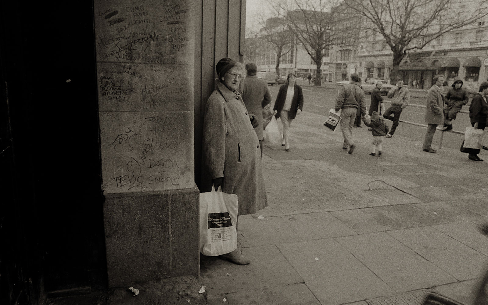 Woman at Dublin bus stop