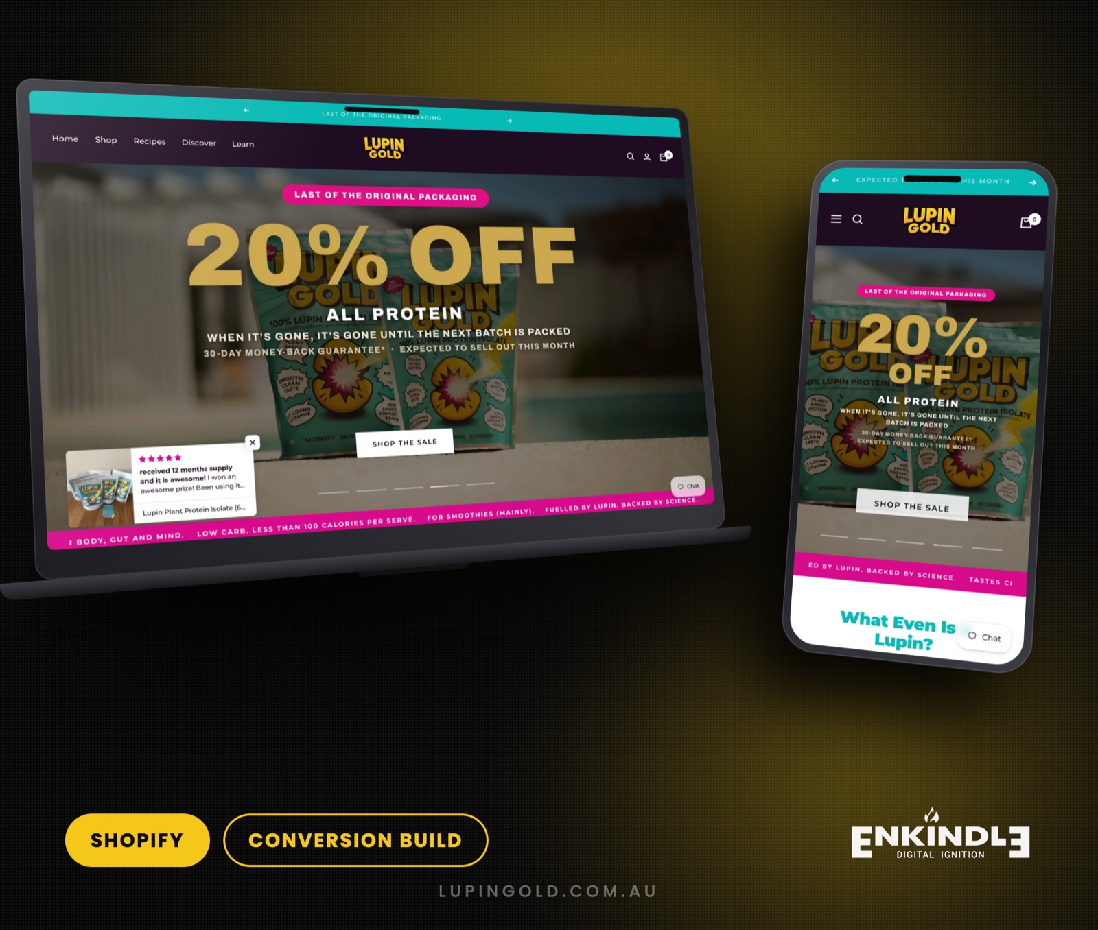 Lupin Gold ecommerce website design and development by Enkindle Group