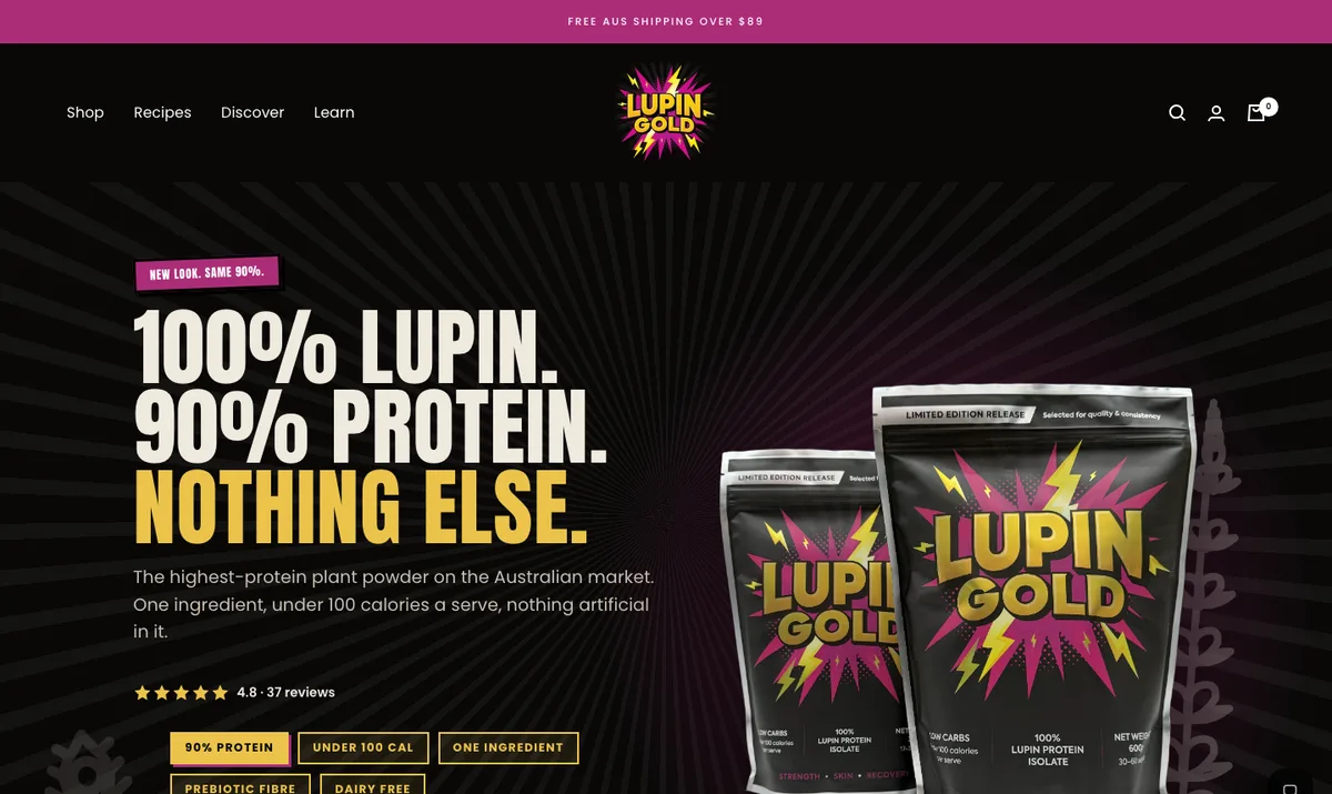 Lupin Gold website homepage, built by Enkindle Group on Shopify