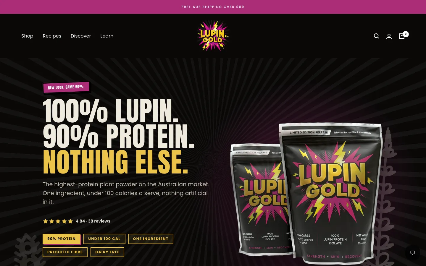 The Lupin Gold homepage we designed and built