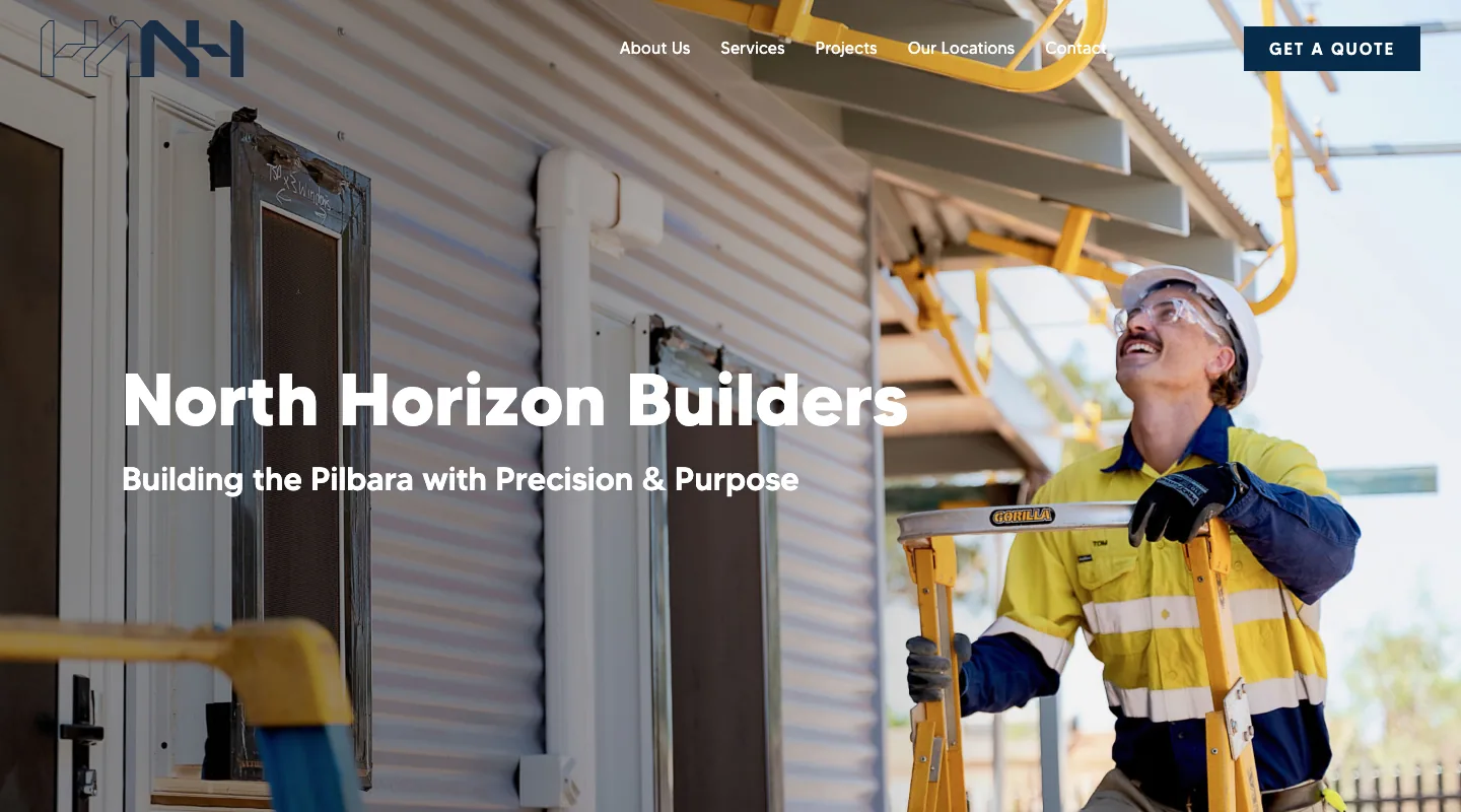The North Horizon Builders homepage we designed and built