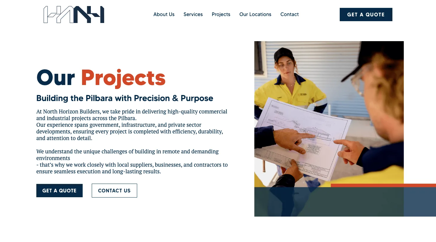The North Horizon Builders projects page, captured 08/10/2026