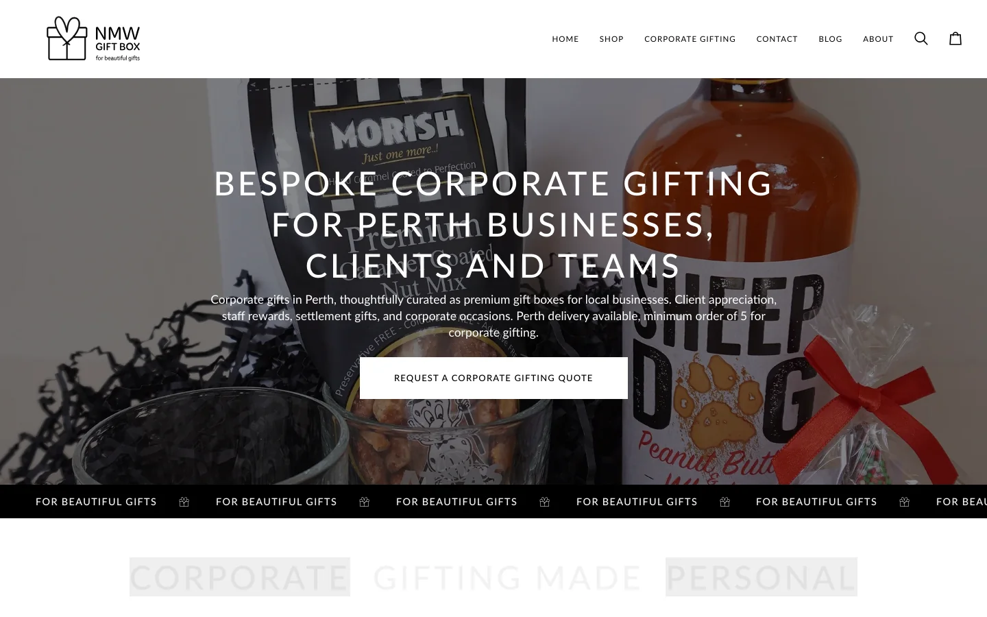 The No Matter What Gift Box corporate gifting page we designed and built