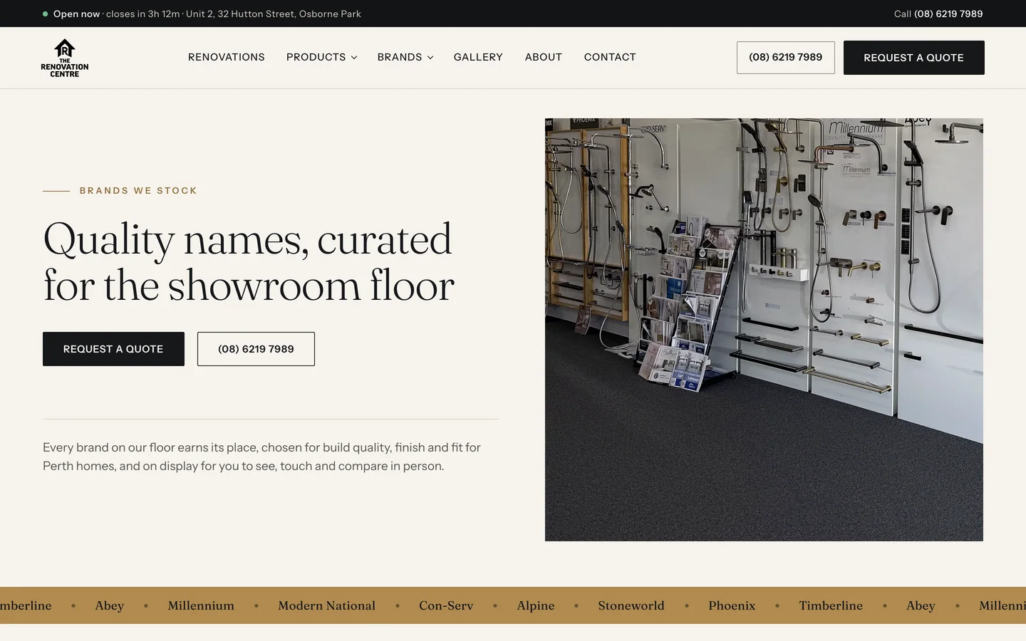 The Renovation Centre brands page, captured 09/10/2026