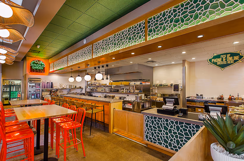 Counter and ordering area at Jerusalem Garden